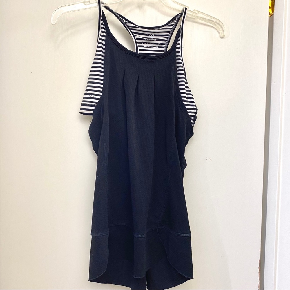 MPG Black & Strips Racer Back Tank